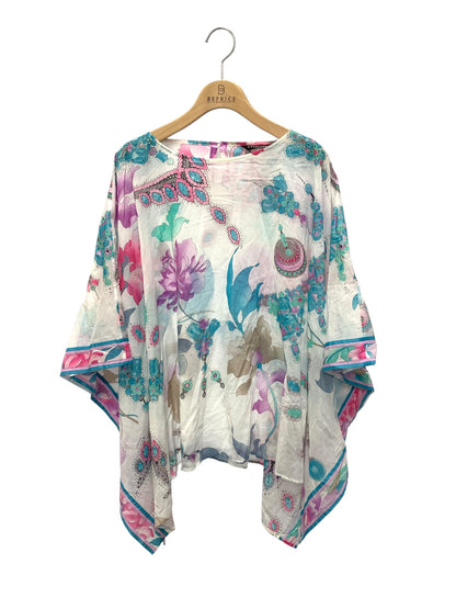 レオナール 0395821 ポンチョブラウス 38 ホワイト フラワープリント ITHB0KMYNQ8C