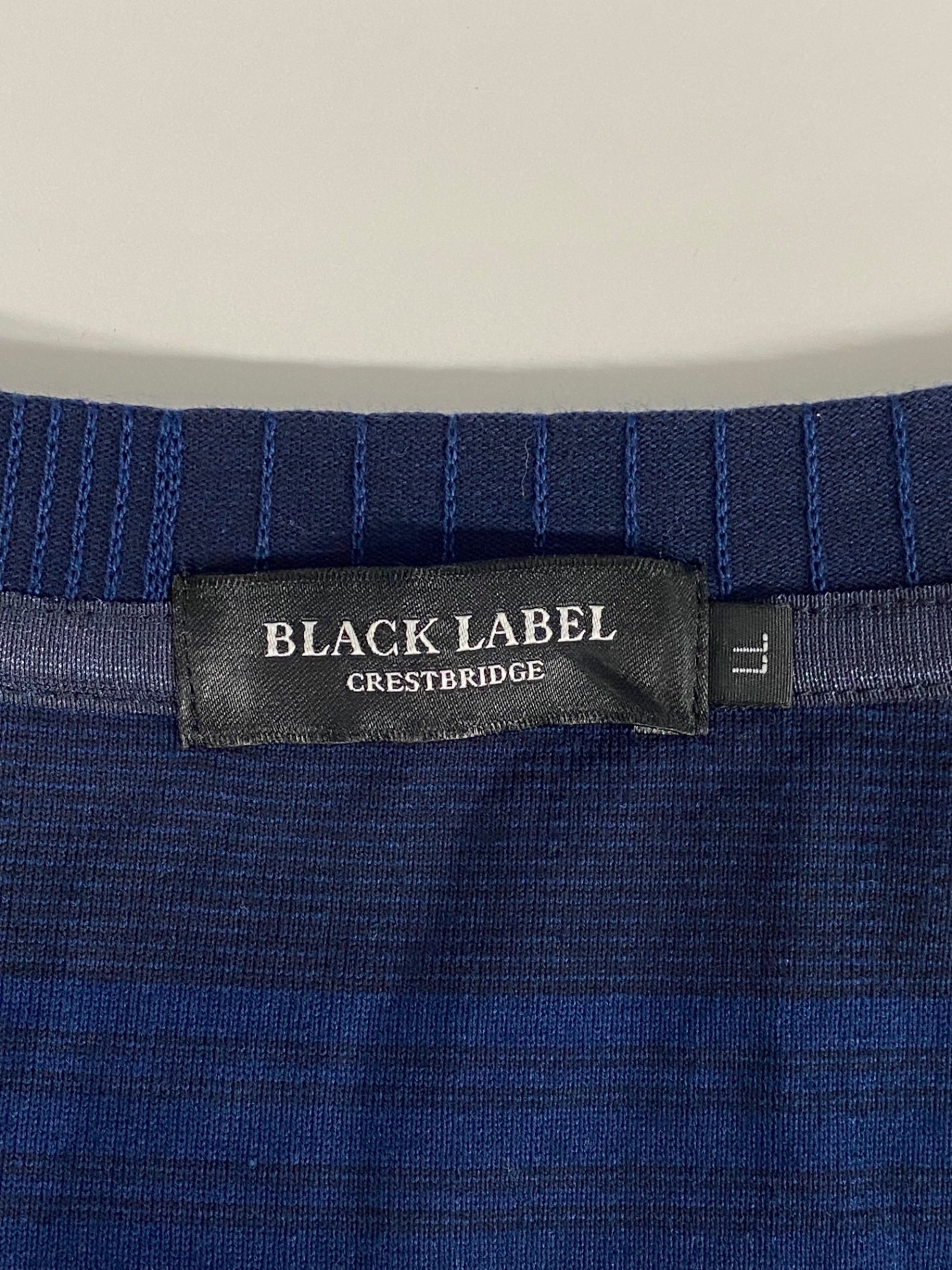 ブラックレーベルクレストブリッジ 51P24-334-28 Tシャツ LL ネイビー ストライプ チェック ITAKJECJD8HW