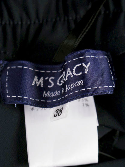 エムズグレイシー 316316 クロップドパンツ 38 ネイビー パールボタン センタープレス ITO226RHUPNK