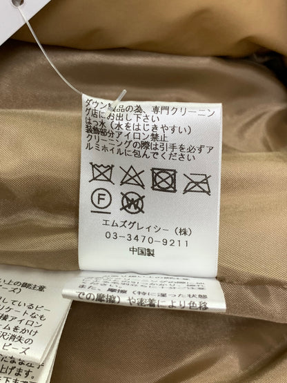 エムズグレイシー 914520 ダウンベスト 40 ブラウン リボンモチーフ ビジュー ジップアップ ITZ41X6WCG6O