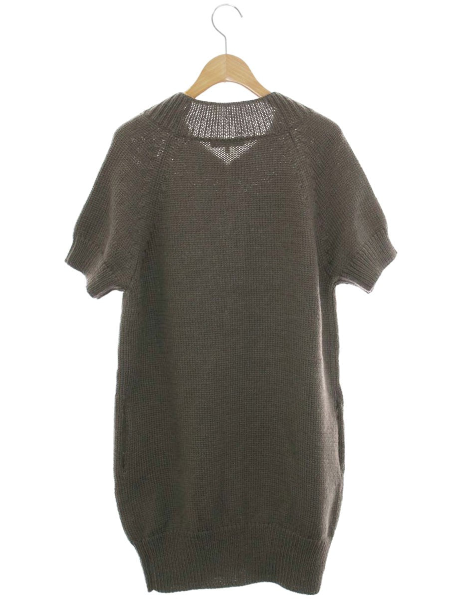 エスマックスマーラ ロングニットカーディガン S ブラウン ジップ 半袖 ITMJQHDNC5SU