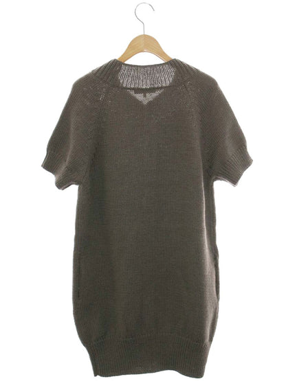 エスマックスマーラ ロングニットカーディガン S ブラウン ジップ 半袖 ITMJQHDNC5SU