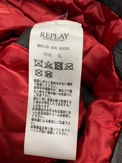 リプレイ M8915B 000 83056 ジャケット XL ブラック ラムレザー 羊革 シングル ITAHFMQT4LPA