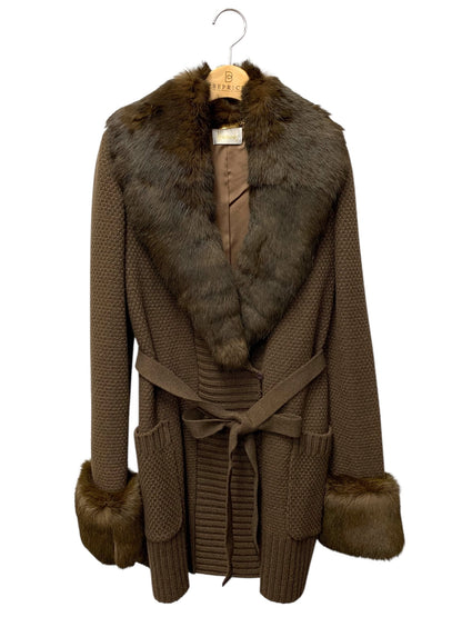 ハロッズ 14521211 ニットジャケット ブラウン ラビットファー IT0YYOK0RASY