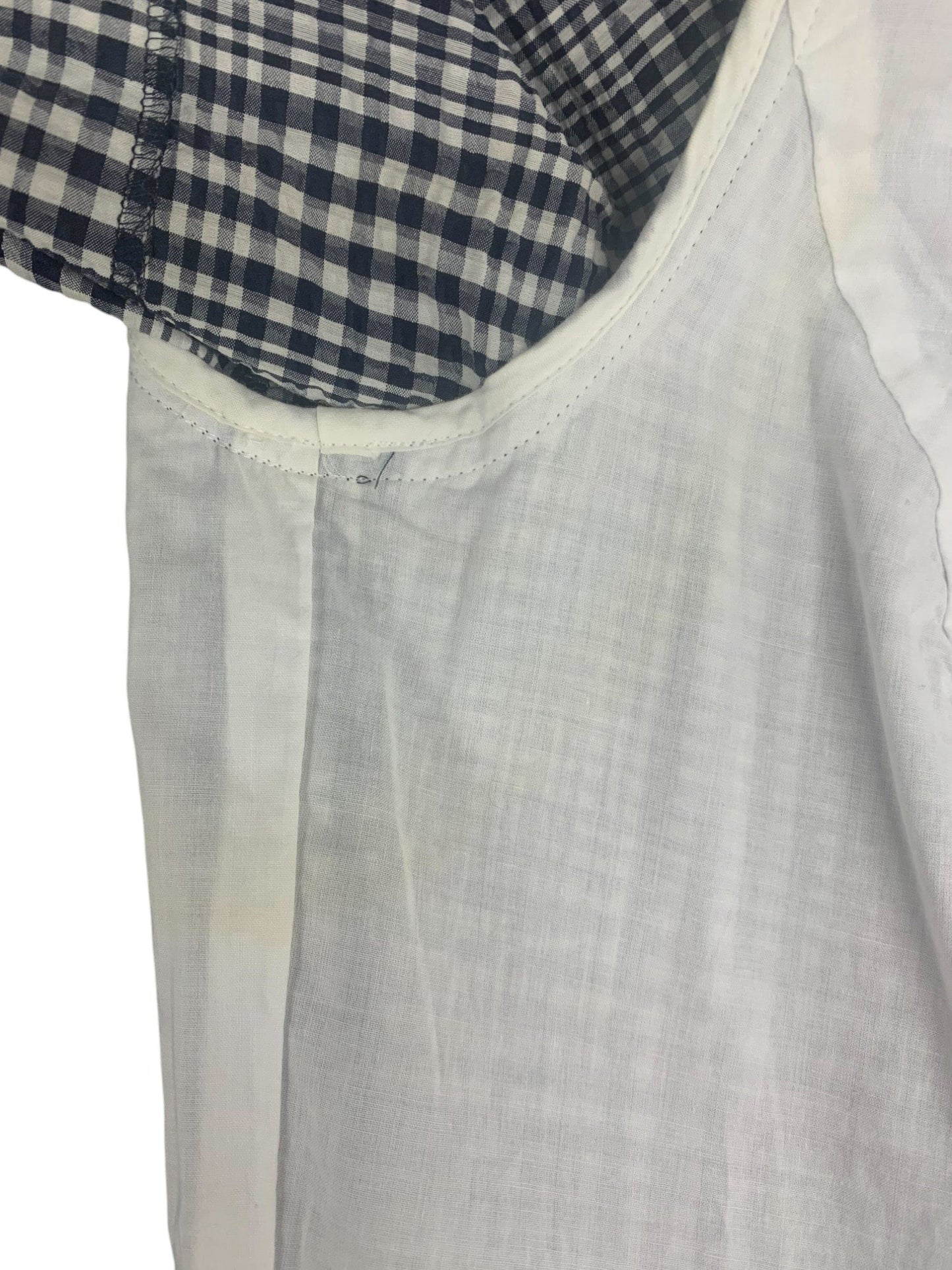 エムズグレイシー 811318 ワンピース 36 ネイビー カメリアジップ ギンガムチェック フリル ITRH7BCA0N60