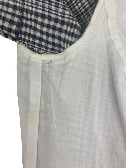 エムズグレイシー 811318 ワンピース 36 ネイビー カメリアジップ ギンガムチェック フリル ITRH7BCA0N60