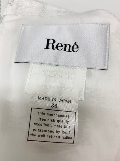 ルネ 6226020 36 ホワイト TISSUE ワンピース ノースリーブ コットン フラワー IT82WX8G0H4E 【SALE】