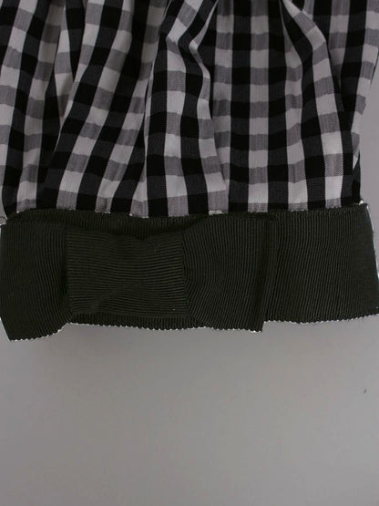 エムズグレイシー 024310 ブラウス 42 ブラック シャツ ギンガムチェック リボン IT1V5PT5H3K0