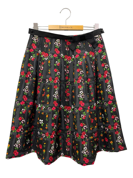 エムズグレイシー 317525 スカート 38 ブラック フラワープリント IT292LLTJYQE