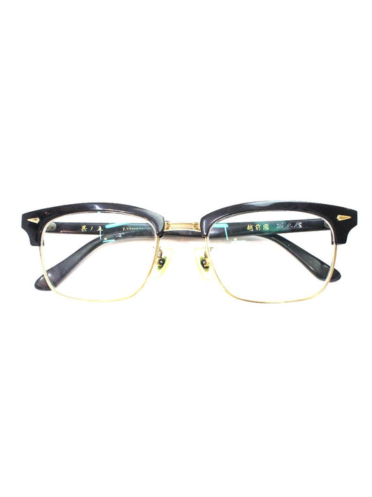 越前國甚六作 甚ノ五 メガネ ブラック/ゴールド コンビフレーム ブロウ スクエア IT6WPAA9Y8YW