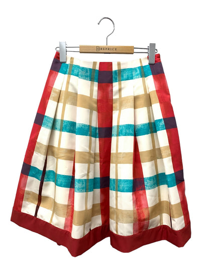 エムズグレイシー Colorful Check Skirt 017116 スカート 38 マルチカラー 水彩チェック プリント フレア ITIFX3UD0KH6