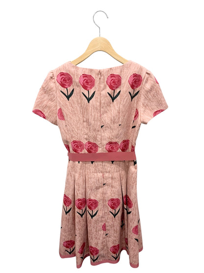 エムズグレイシー 011530 ワンピース 40 ピンク ローズモチーフ ウエストリボン ITKRJHI97V32