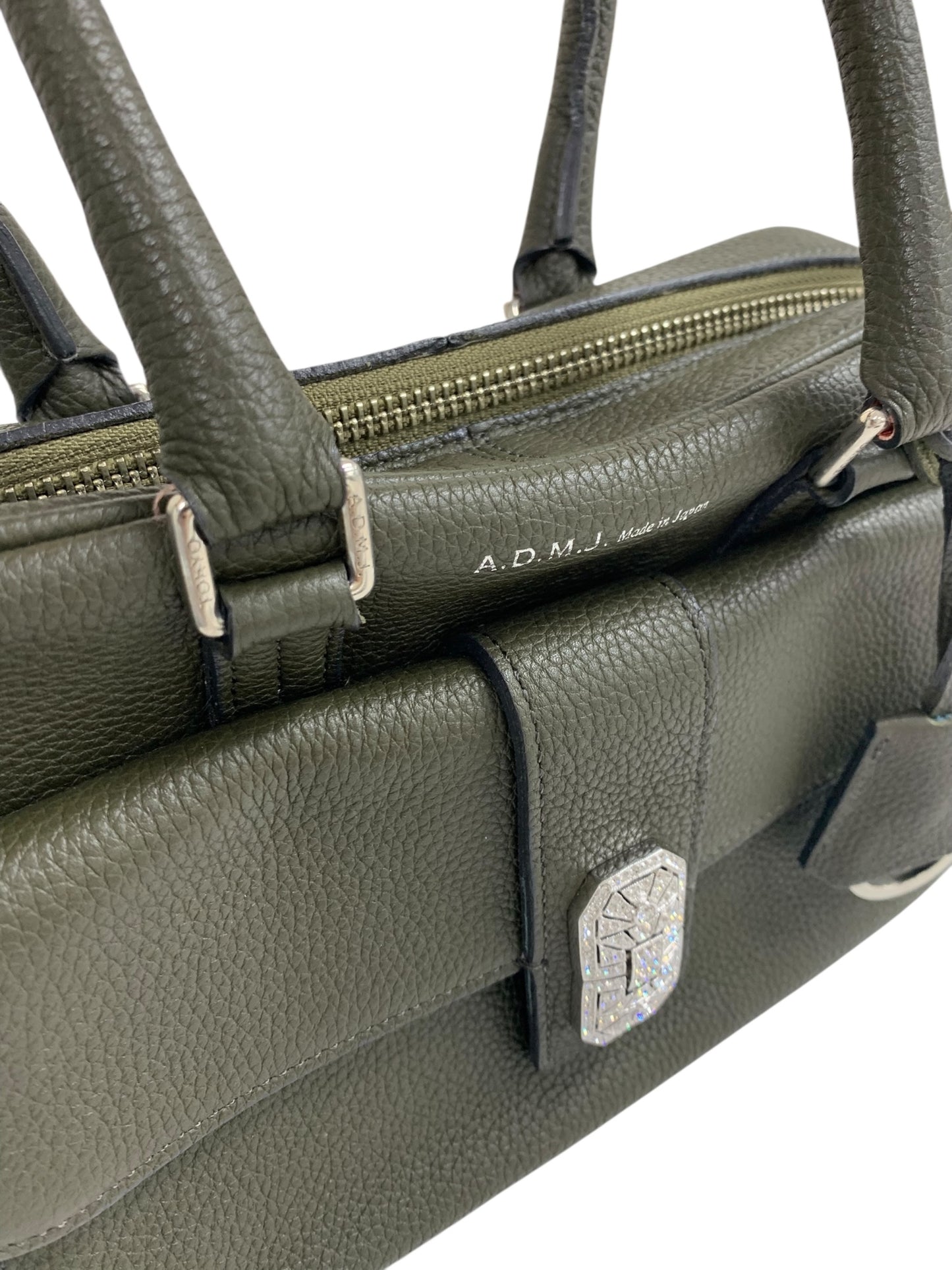エーディーエムジェイ アールデコボストン ハンドバッグ カーキグリーン ショルダー 2way レザー モーツァルト スワロフスキー IT1VI8M7SM8G