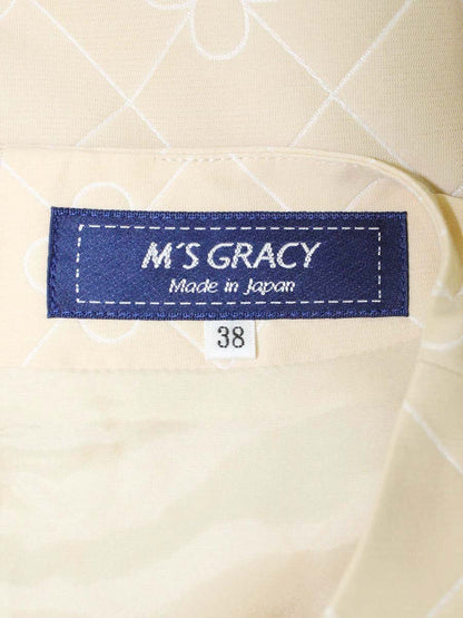 エムズグレイシー 011505 ワンピース 38 ベージュ フラワーモチーフ キルティング IT93I7MED3UO