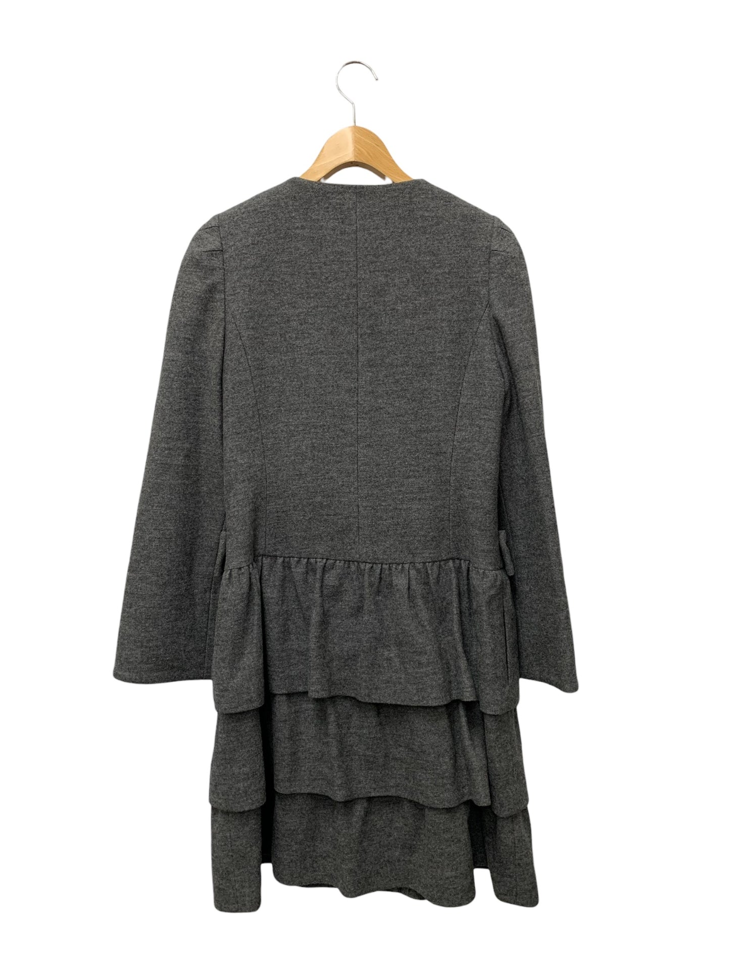 エムズグレイシー 729514 コート 38 グレー ティアード ノーカラー フラワーボタン IT8ZA2EZYU0T