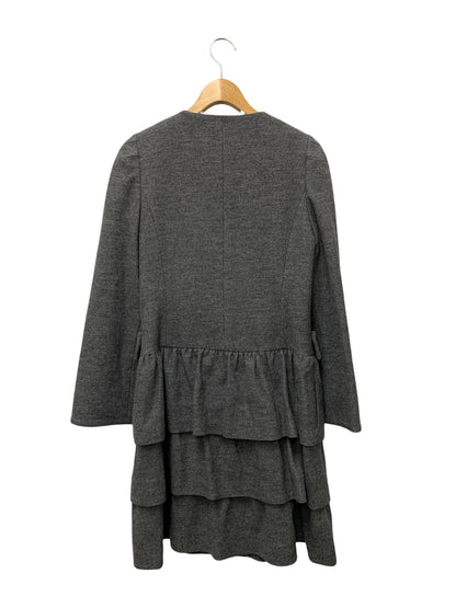 エムズグレイシー 729514 コート 38 グレー ティアード ノーカラー フラワーボタン IT8ZA2EZYU0T