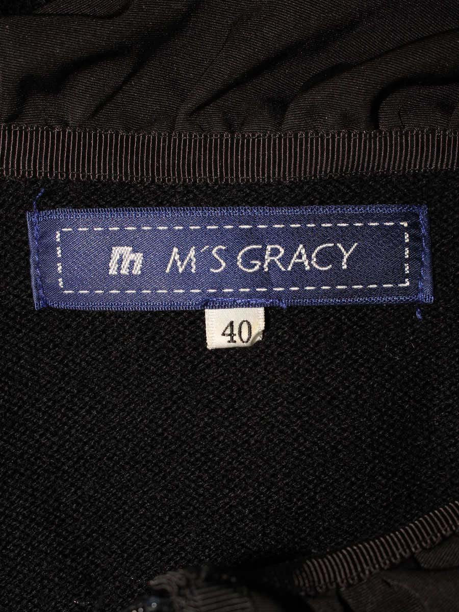 エムズグレイシー 628609 ジャケット 40 ブラック カメリアWジップ ニット ナイロン ITTRBKFD0TS4