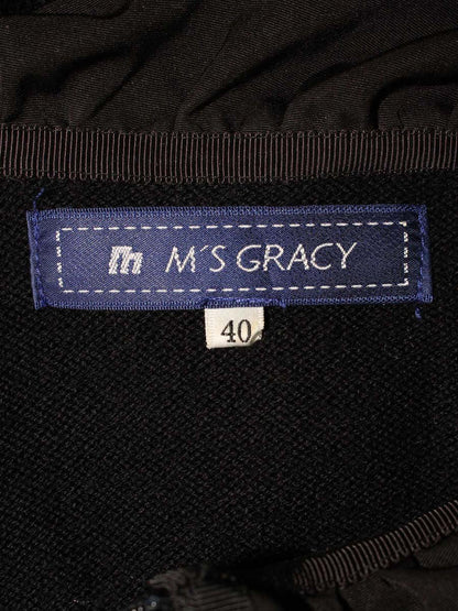 エムズグレイシー 628609 ジャケット 40 ブラック カメリアWジップ ニット ナイロン ITTRBKFD0TS4