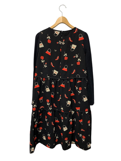 エムズグレイシー 111704 ワンピース 38 ブラック リボン アイコンモチーフ IT6I5H4SP72G