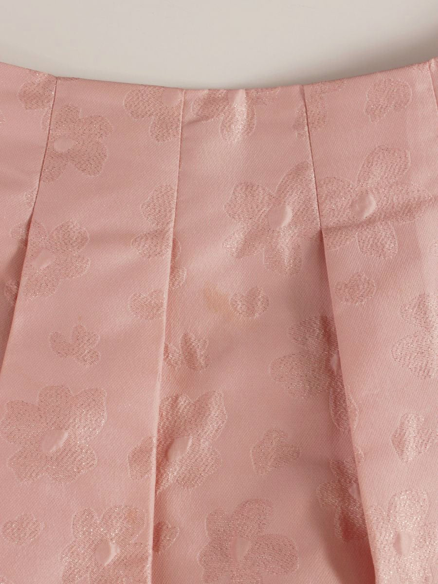 エムズグレイシー 527504 スカート 40 ピンク フラワーモチーフ ラメ フレアー IT76WUD63S00