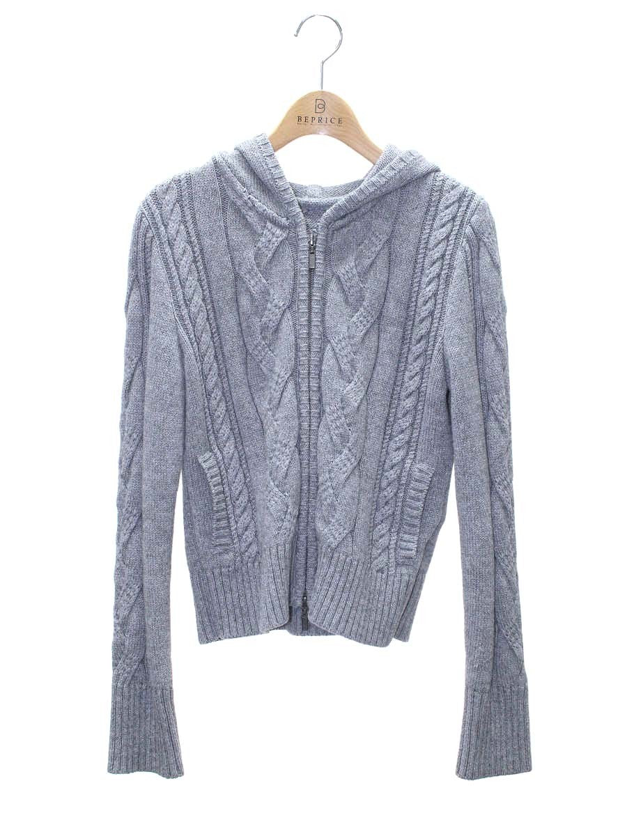 フォクシーブティック Cable Stitch Knit Parka 36791 パーカー 38 グレー カシミヤ混 ITSDT5X6O95M