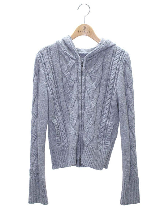 フォクシーブティック Cable Stitch Knit Parka 36791 パーカー 38 グレー カシミヤ混 ITSDT5X6O95M