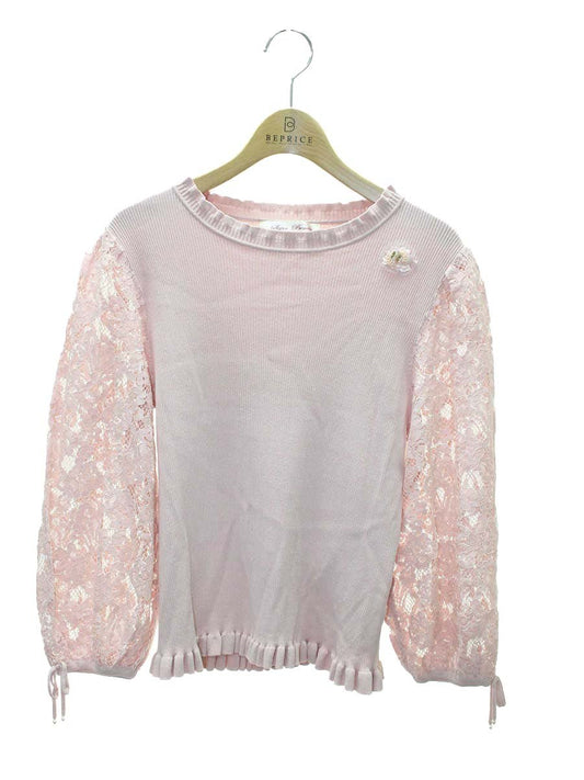 スーパービューティー ニット 40 ピンク レース パール リボン ITG0TIMYVVYU