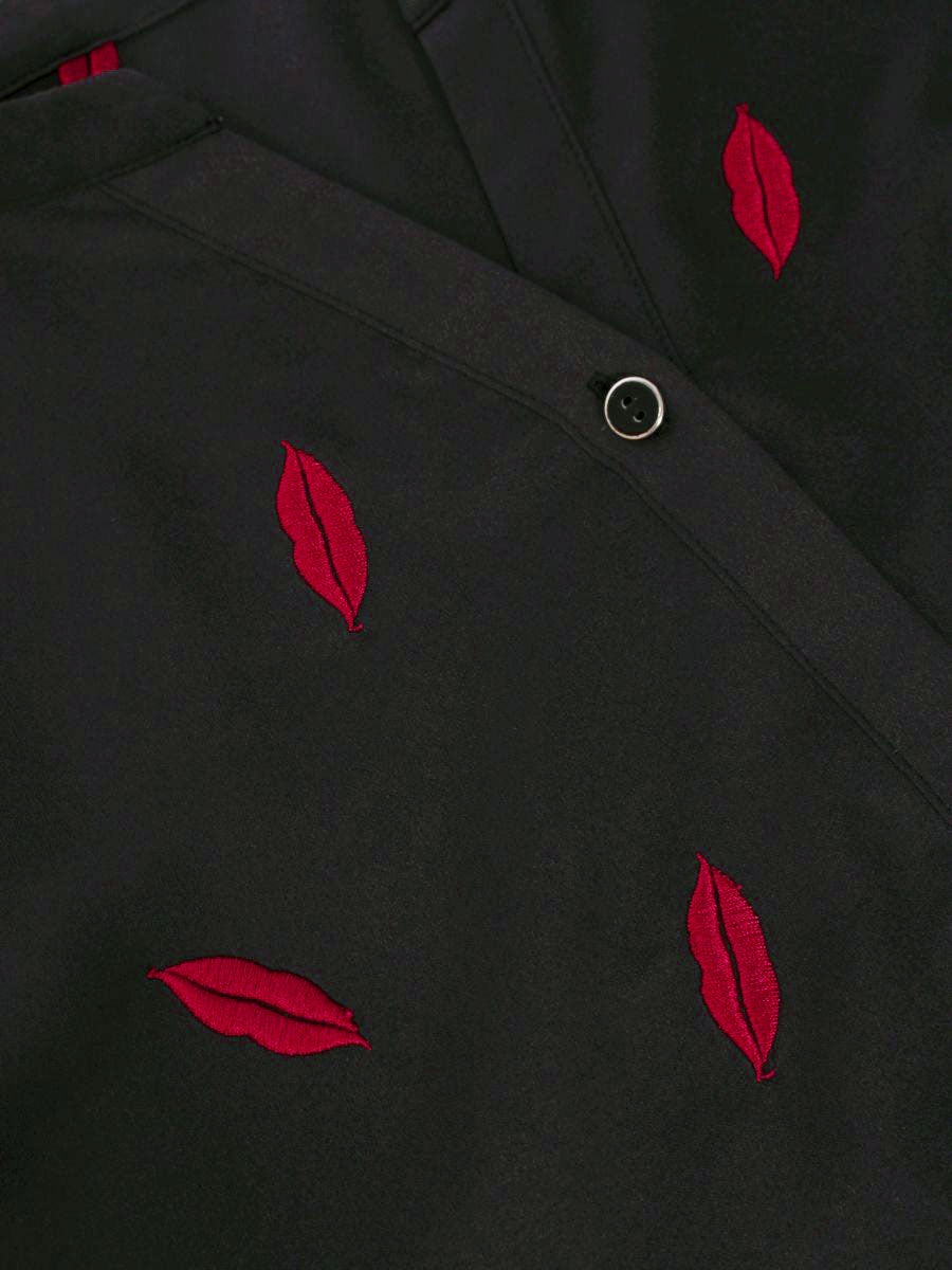 ダイアグラム リップ刺繍ブラウス 0322341157 36 ブラック IT2E6KN79KVC