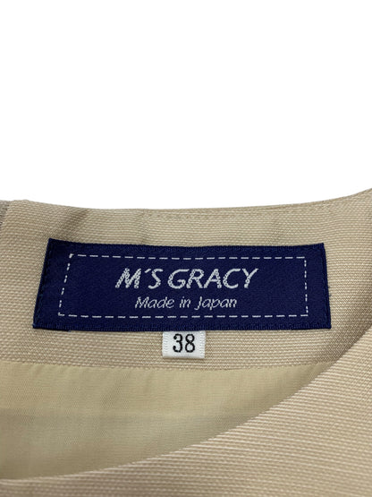 エムズグレイシー 011105 ワンピース 38 ベージュ フラワージャガード IT2EGOXHVPIO