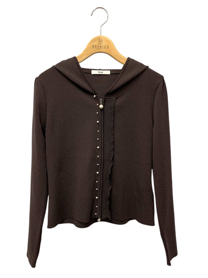 ルネ 6832370 パーカー 38 ブラウン パール ラインストーン Wジップ IT2IQ39XSAMC