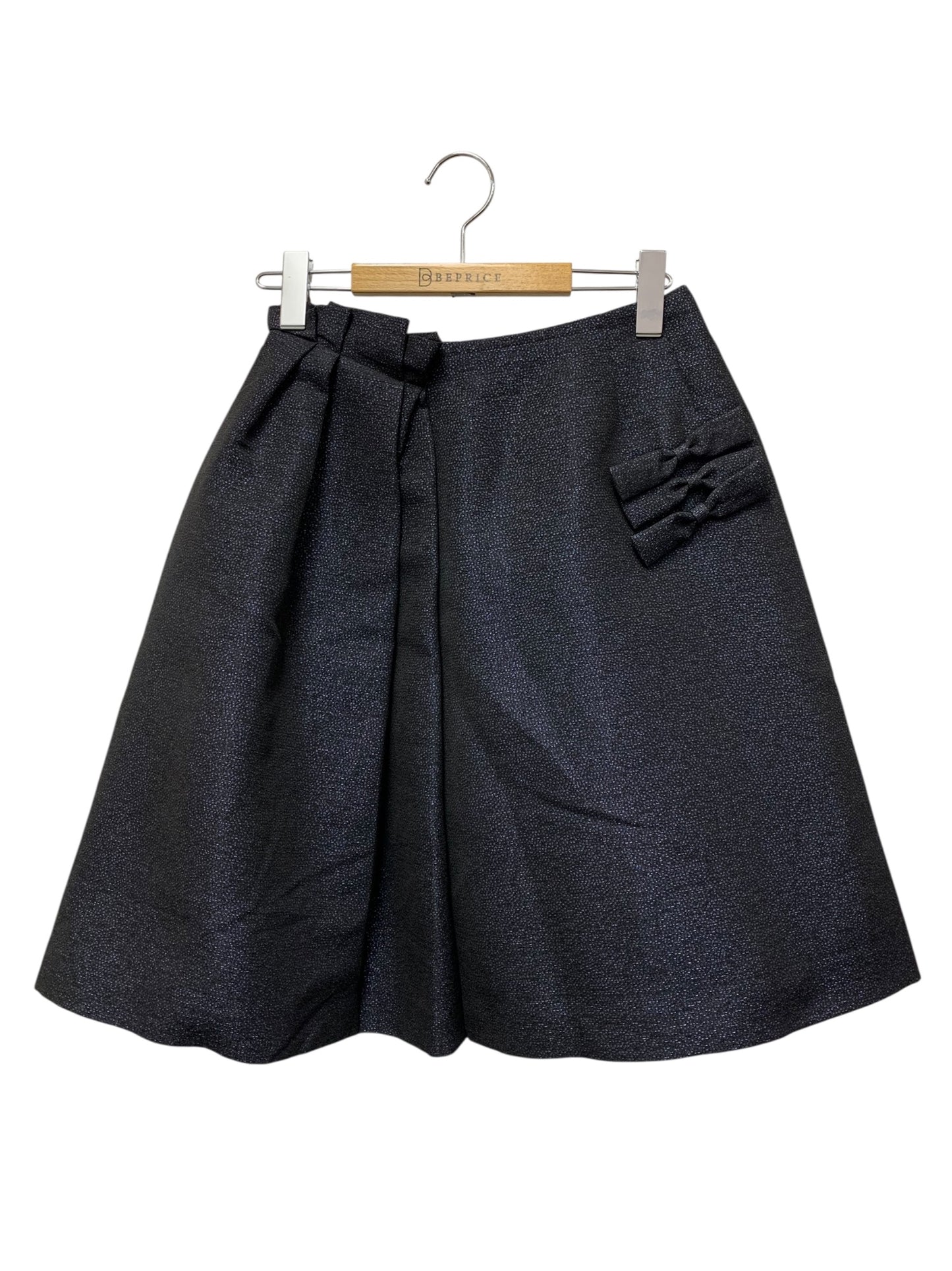 ルネ 6544330 スカート 34 ネイビー TISSUE ツイード リボンブローチ ラメ ITA6977KHLQC 【SALE】