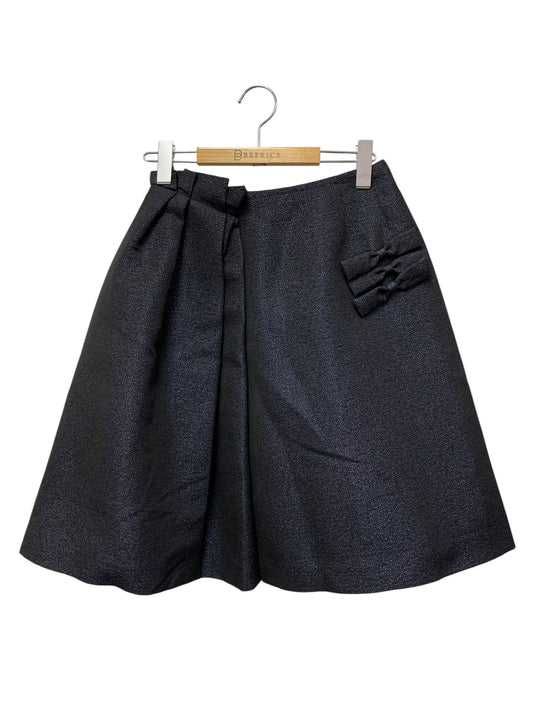 ルネ 6544330 スカート 34 ネイビー TISSUE ツイード リボンブローチ ラメ ITA6977KHLQC 【SALE】