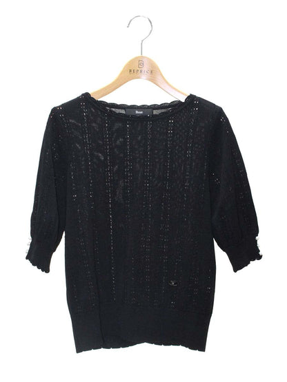 ルネ 5332017 ニット 36 ブラック パフスリーブ パール IT1841LWTS00