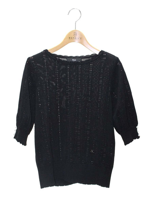 ルネ 5332017 ニット 36 ブラック パフスリーブ パール IT1841LWTS00