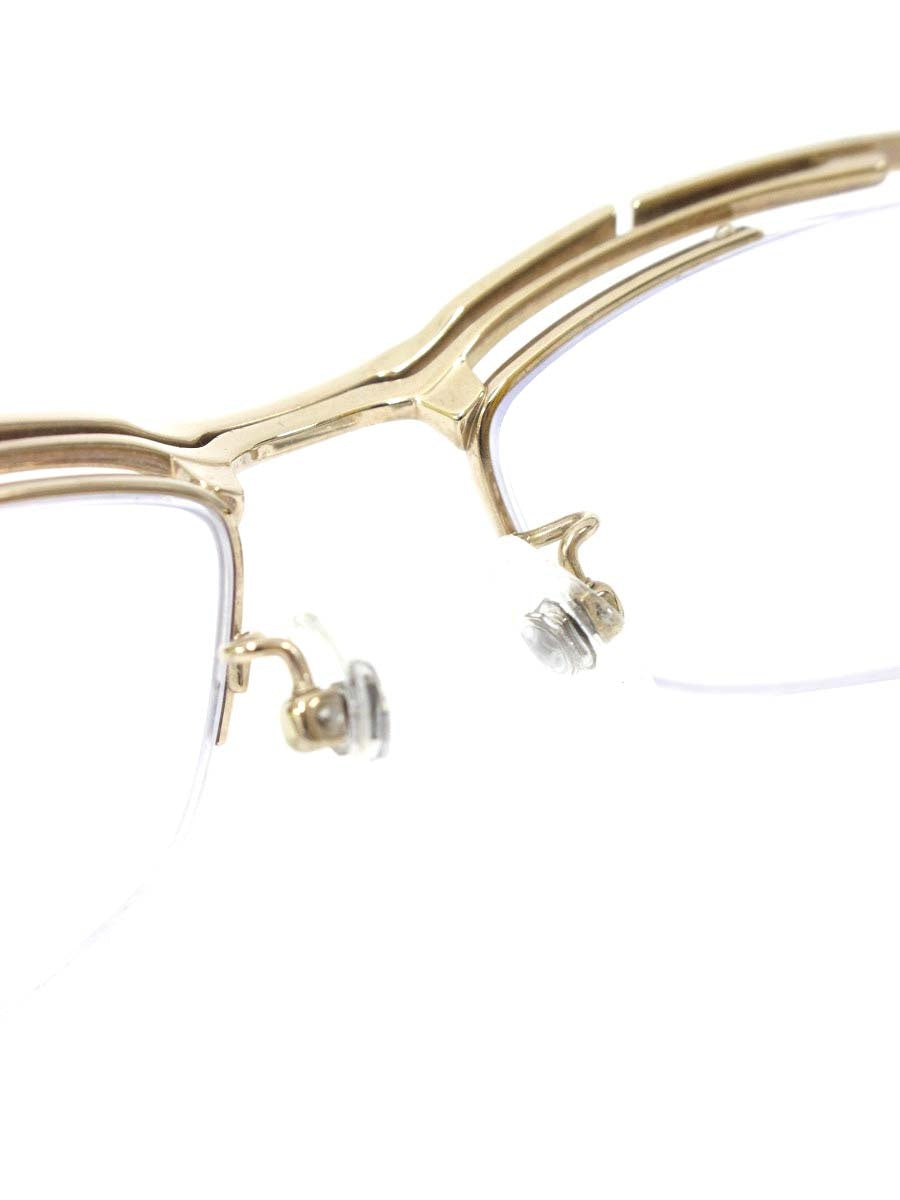 フォーナインズ S-330T メガネ ホワイトゴールド×イエローササ コンビフレーム ハーフリム スクエア IT73HFMQMH7W