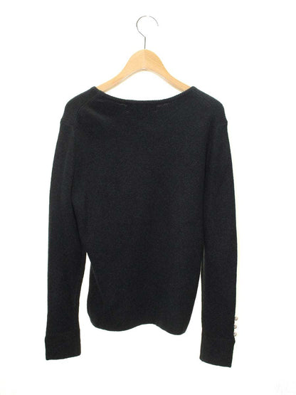 エムズグレイシー Off Shoulder Knit 818596 ニット セーター 38 ブラック ウール混 袖パール付 ITCGUP7P4TZU