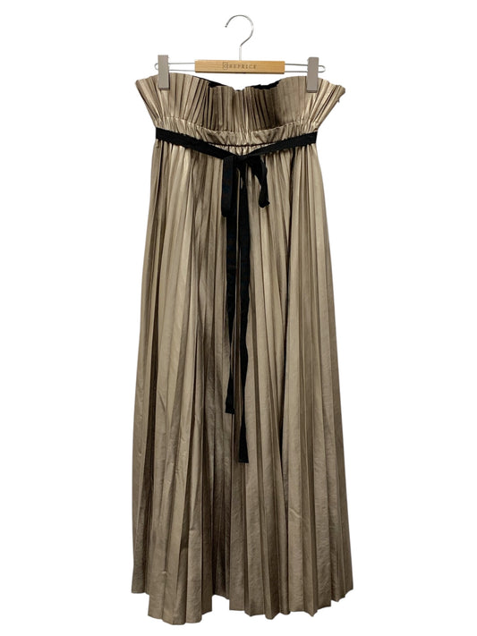 アドーア 531-1220908 プリーツスカート 38 ブラウン レザー風サテン ITW912OZWJYW