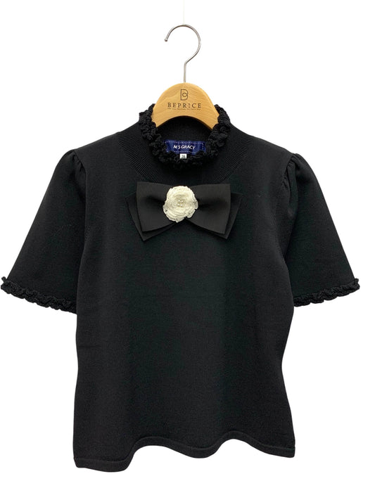 エムズグレイシー リボンコサージュ付きニット 418530 38 ブラック ITPCI8SK2WQO