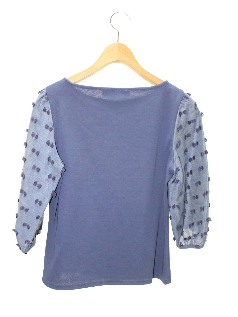 エムズグレイシー 815309 カットソー 38 ブルー リボン フリンジ IT3QLM08Z4K8