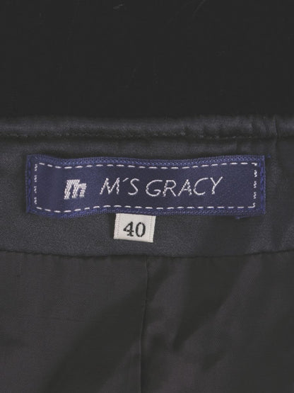 エムズグレイシー 524006 ジャケット 40 ブラック フリル ベロア ITDRXSFTGHPB