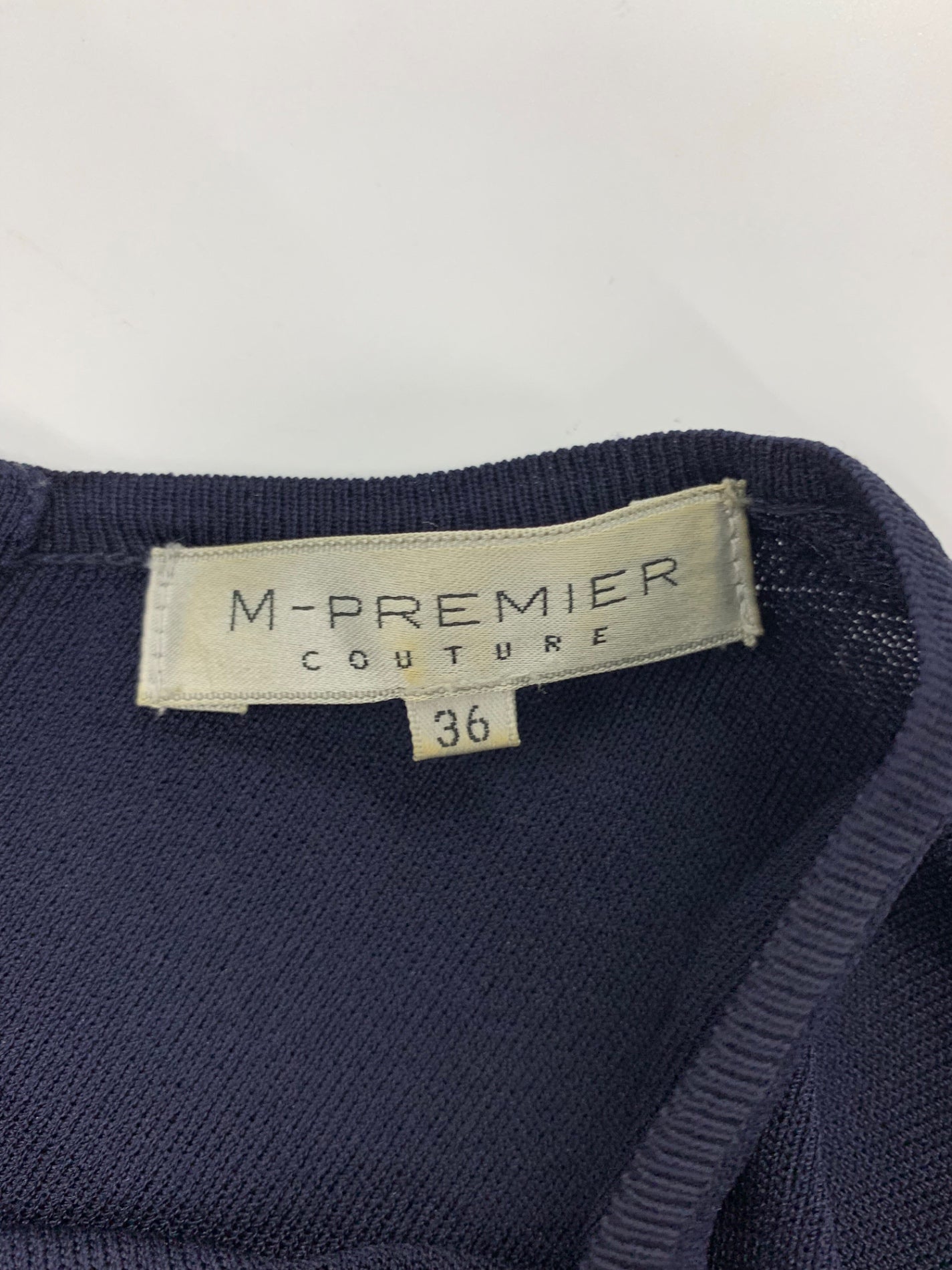 エムプルミエクチュール F718-026 ニットワンピース 36 ネイビー プリーツ ITZ2N2TH6RVC