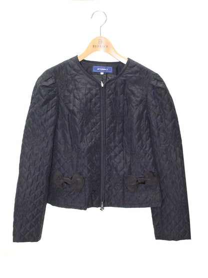 エムグレイシー 814105 ブルゾン 38 ブラック キルティング フラワーモチーフ ジップアップ ITMAFD2YL6TE