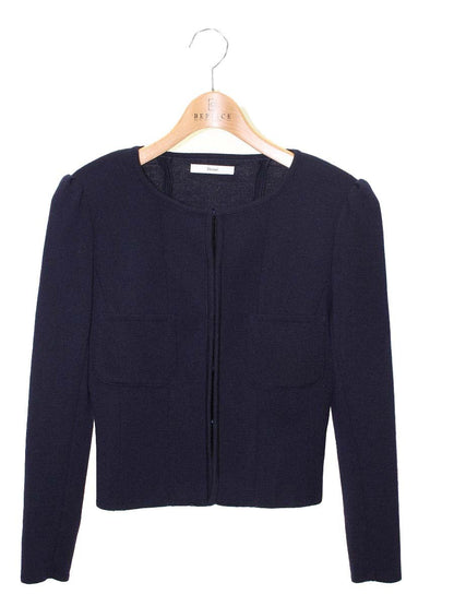 ルネ 6142540 ニットジャケット 36 ネイビー ノーカラー ITQ3GASBT9RM