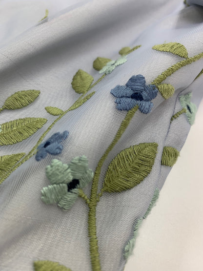 エムズグレイシー フラワー刺繍チュールドレス 41111 38 ブルー レース 花 IT031KAALWMV