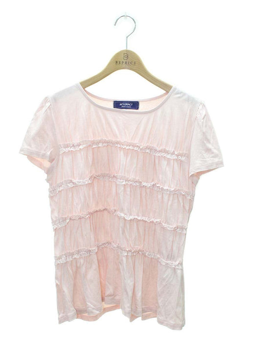 エムズグレイシー 115337 Tシャツ カットソー 40 ピンク ギャザー ITUV8LQOT4R0
