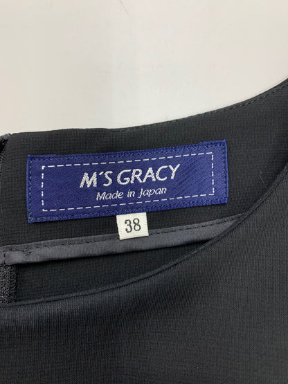 エムズグレイシー ステッチ入りテープ付きコンビ 511127 ワンピース 38 ブラック 切替 IT6ACQ3RGS07