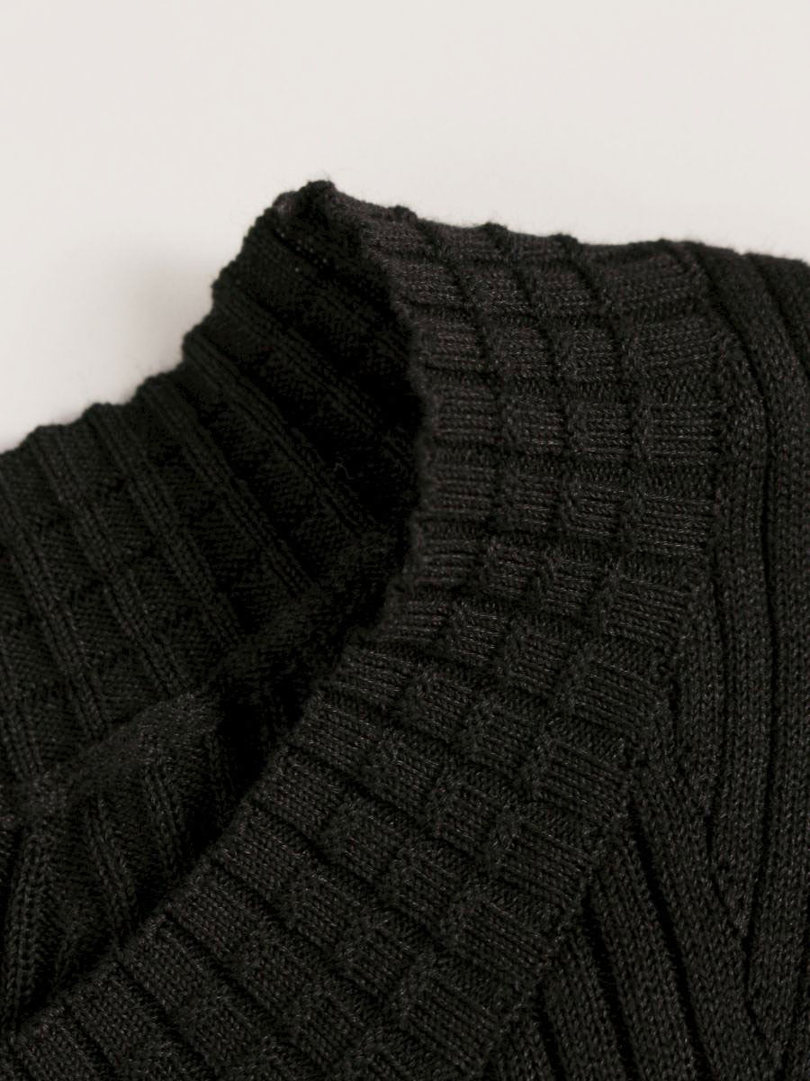 ★M'S GRACY ブラックニット★おりぼん付★エレガント 肩リボン付きシンプルニット | msgracy