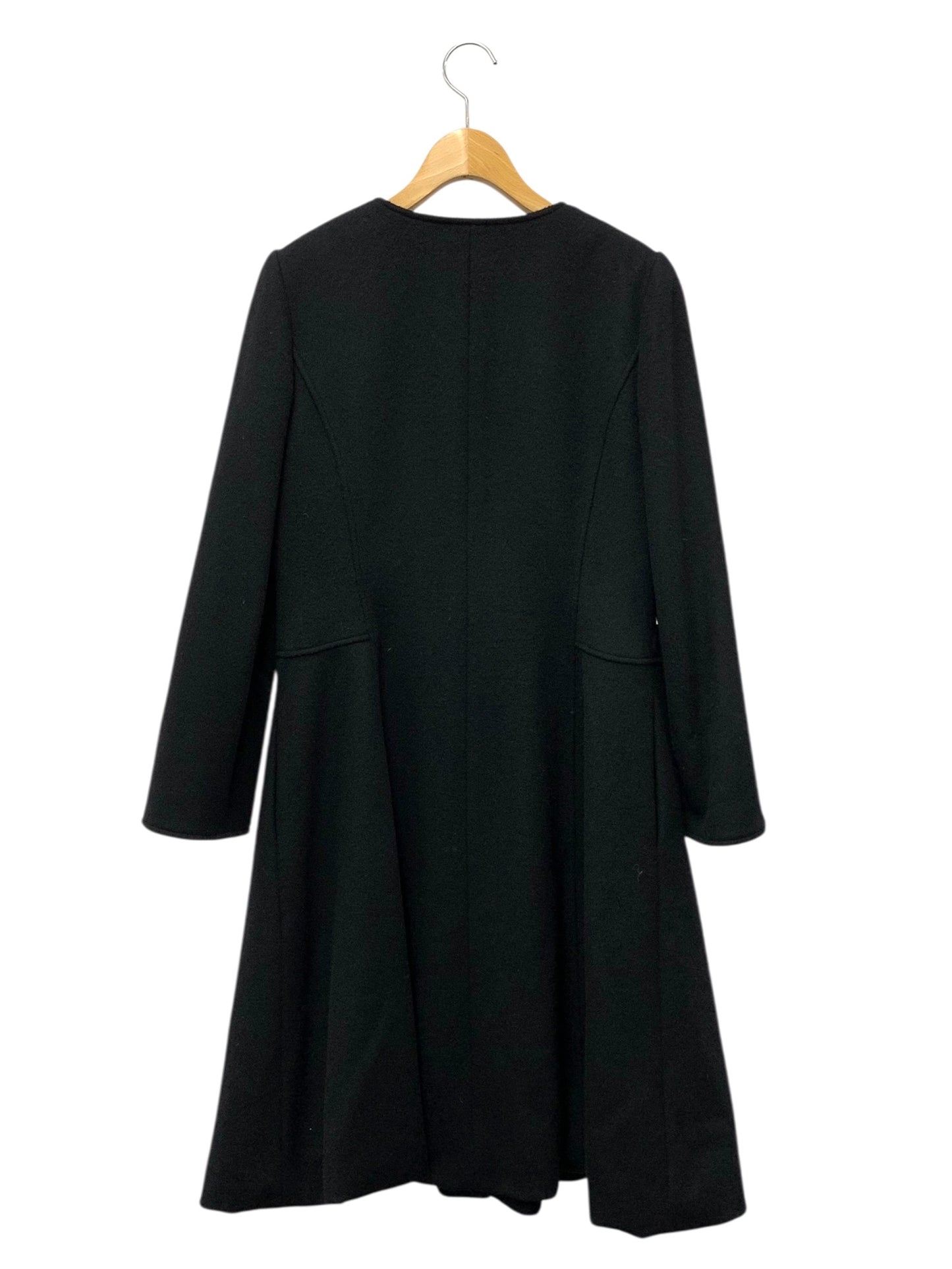 エムズグレイシー Purple Coat 819526 コート 40 ブラック ノーカラー ジップアップ リボン ITWXHDYAQDEY