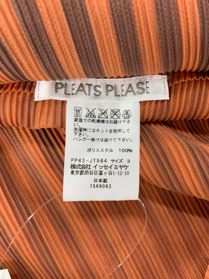 プリーツプリーズイッセイミヤケ  PP43-JT564 トップス 3 オレンジ ストライプ プリーツ ITMAQ809ECDC