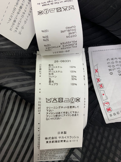 サカイ 26-08331 Chiffon Tank シアー ストライプ ノースリーブ トップス 1 ブラック ITO7K08PADRK